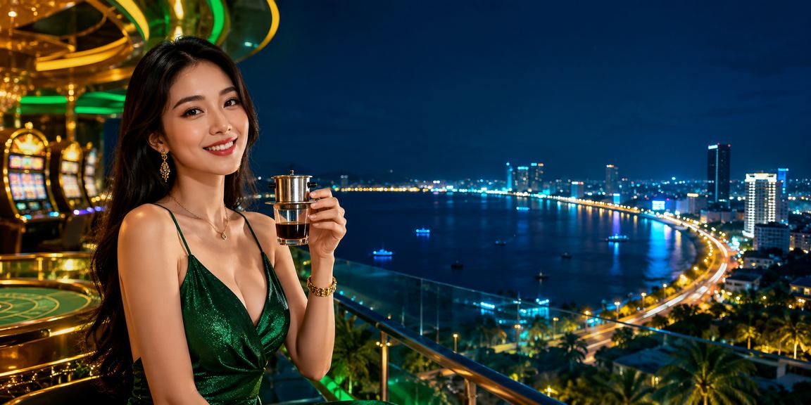 Người chơi thưởng thức slot game trên điện thoại tại quán cà phê Đà Nẵng